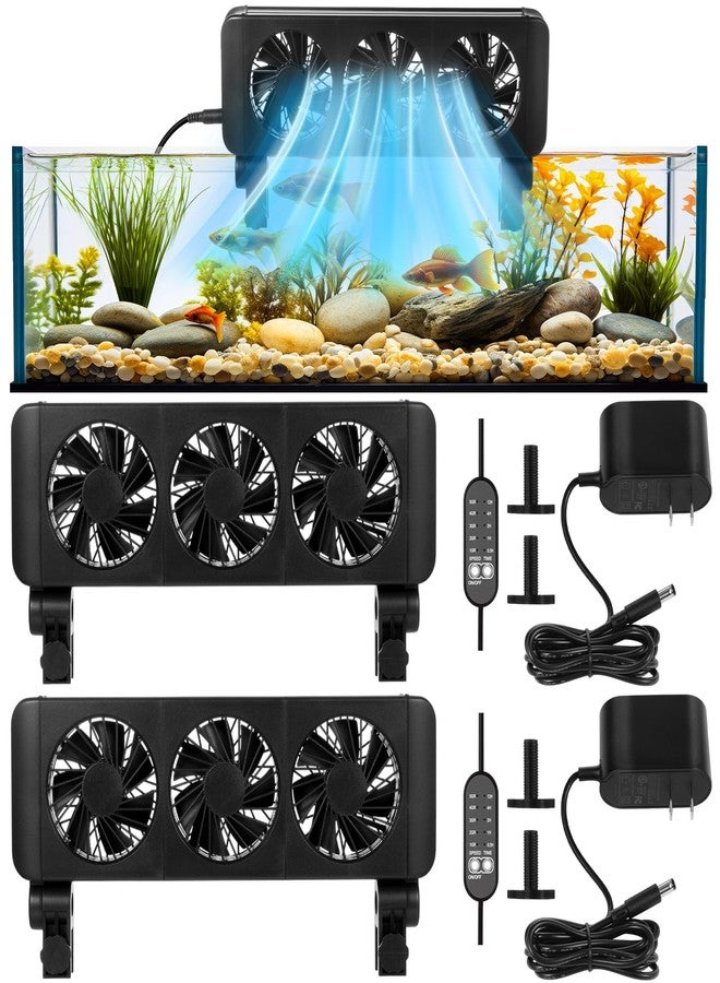Tujoe 2 Pcs Aquarium Chillers Fan 3 Head Adjustable Fish Tank Cooling Fan with Timer, 5 Wind Speeds, Quiet Operation for Freshwater & Saltwater Tanks - Image 1